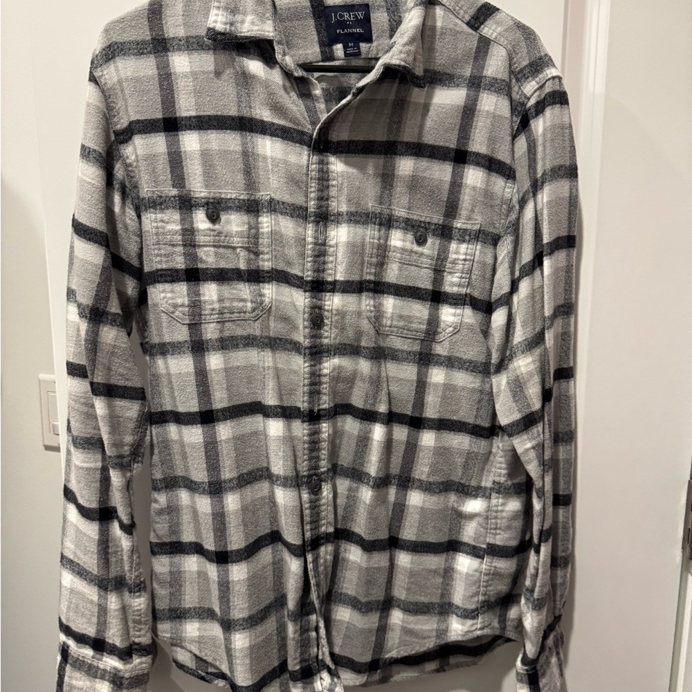 J. Crew Men's Black and Gray Checkered Shirt Jacket - Picture 1 of 3